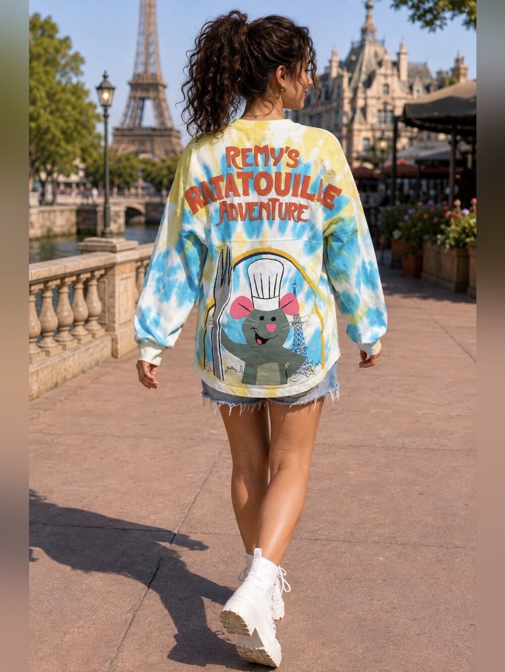 Disney Remy's Ratatouille Spirit Jersey Tie Dye Oversized Graphic Pullover XS